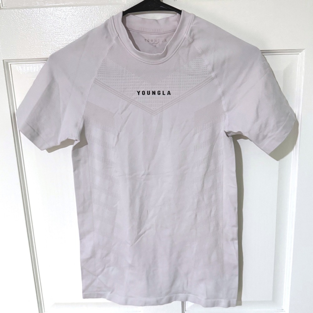 YoungLA Supervillian Seamless Compression Short Sleeve Gym Top Lavender Small